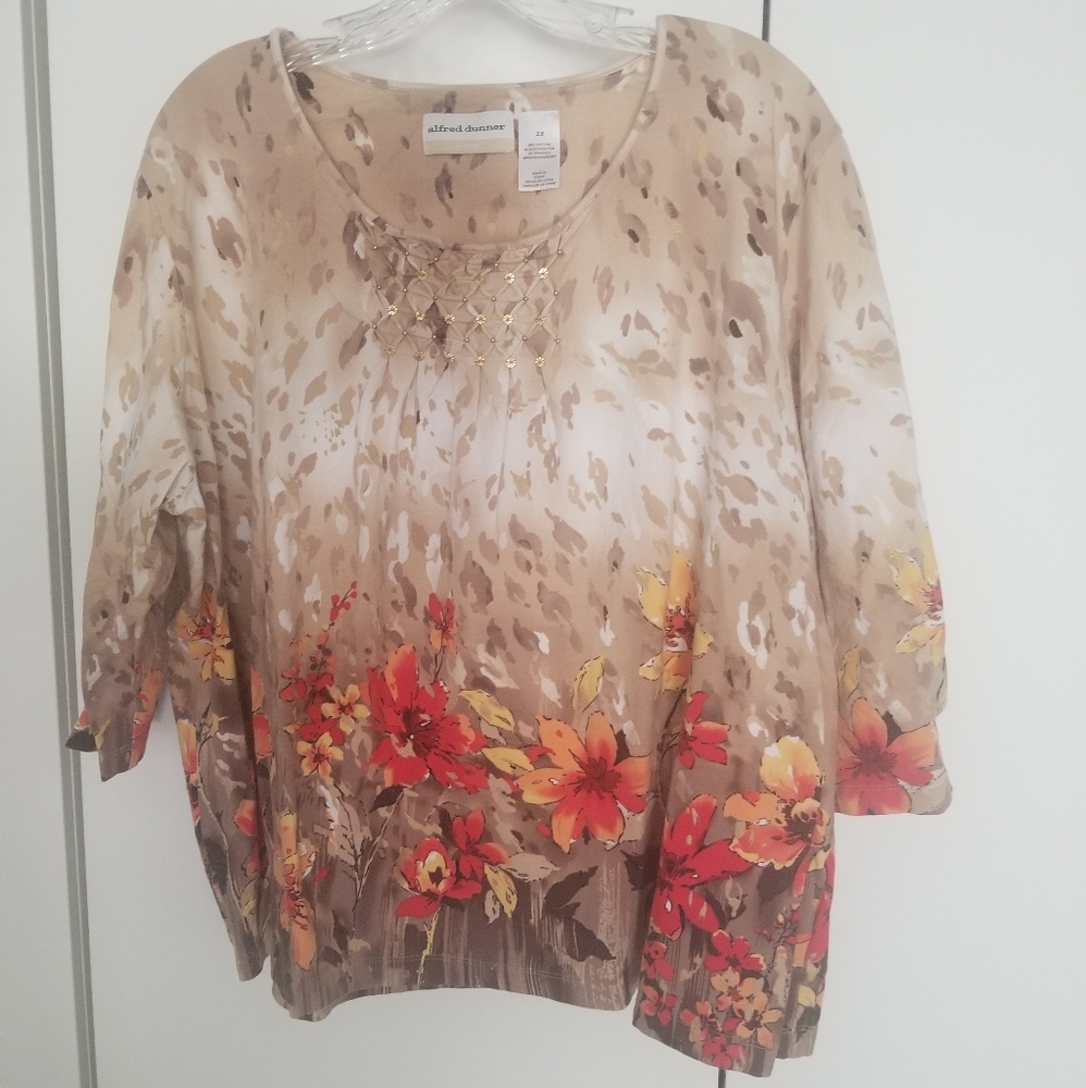 Fall Top, 3/4 Length Sleeves, 2X, GUC